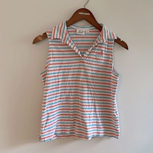 Tail Striped Sleeveless Top - Blue, Red, White